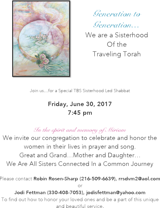 Sisterhood Shabbat 2017